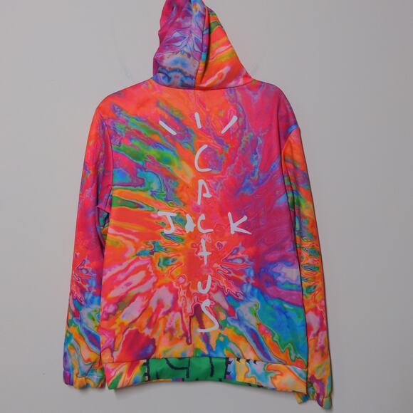 Travi$ Scott Rainbow Tie Dye Cactus Jack Hoodie – Size M - Picture 4 of 9